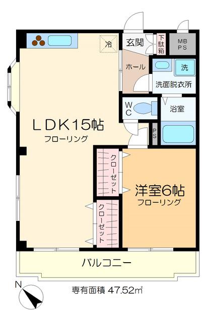 ブランドール東和(1LDK/3階)の間取り写真