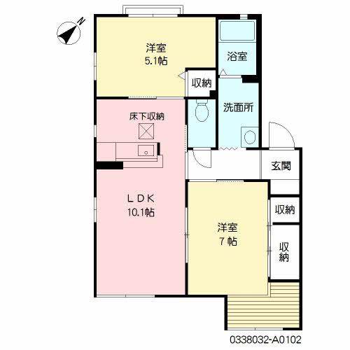 ディアス馬場山A(2LDK/1階)の間取り写真