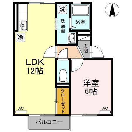 メゾンSKII(1LDK/1階)の間取り写真