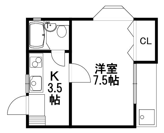 サザンアネックス II(1K/1階)の間取り写真