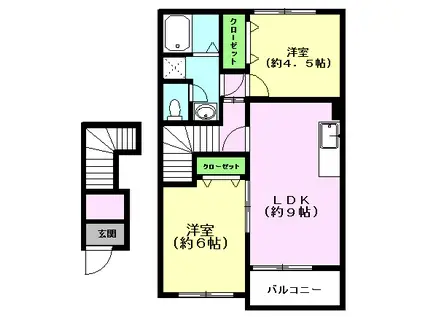 菊池ガーデンヒルズ(2LDK/2階)の間取り写真