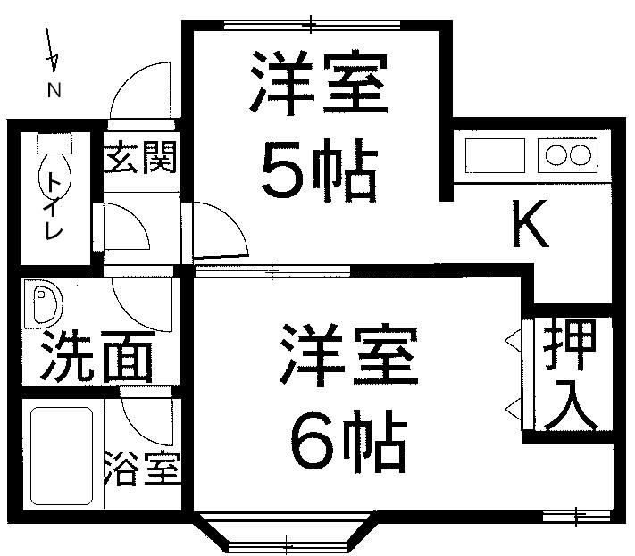 ツインハイツA(1DK/1階)の間取り写真