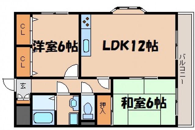 ツインズ天野 A(2LDK/1階)の間取り写真