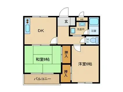 アーバンハイツ西三国(2DK/2階)の間取り写真