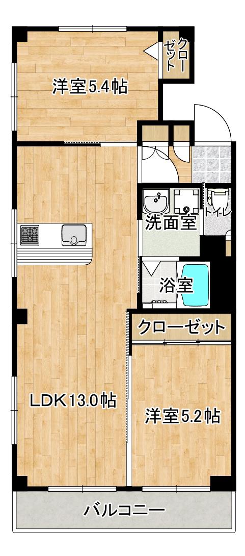 ウィステリア武蔵小杉B(3DK/2階)の間取り写真