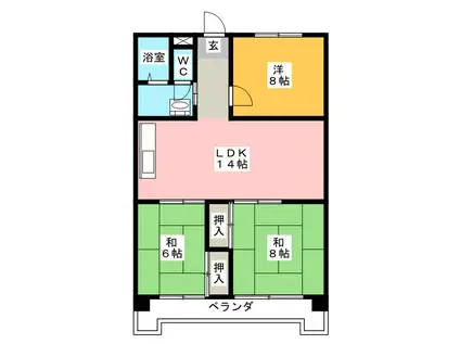 服部第2ビル(3LDK/2階)の間取り写真