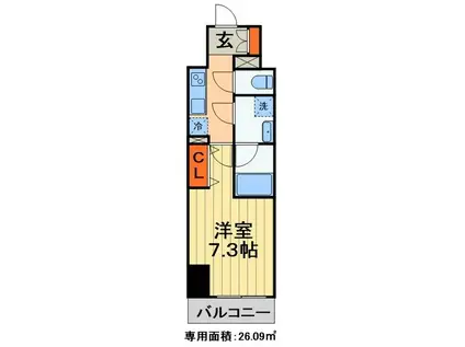 ロイジェントパークス千葉中央(1K/6階)の間取り写真
