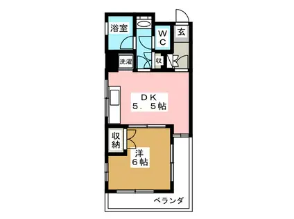 ピラトゥス西小岩(1DK/2階)の間取り写真