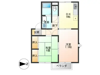 レピュートモアーB(2DK/1階)の間取り写真