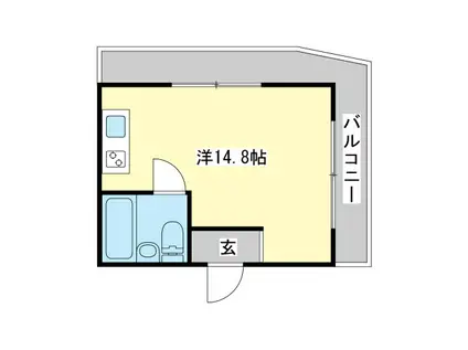 シャトー睦(ワンルーム/3階)の間取り写真