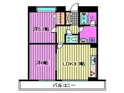 ＪＲ京浜東北線 北浦和駅 徒歩10分 3階建 築20年(2LDK/2階)の間取り写真