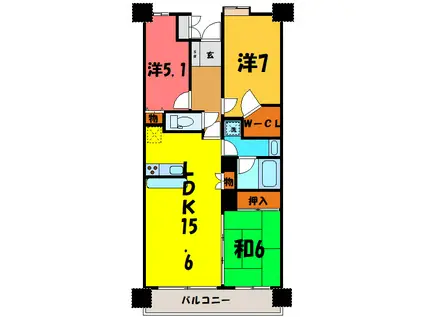 ザ・グランクーブス(3LDK/7階)の間取り写真