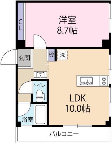YM BLDG(1LDK/3階)の間取り写真
