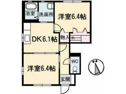シャーメゾンマルシェ C棟(2DK/1階)の間取り写真
