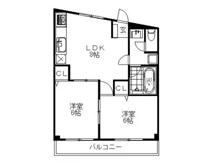 コーポカトレヤII(2LDK/1階)の間取り写真