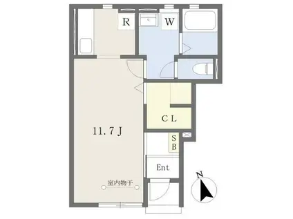 LA ASHI(ワンルーム/1階)の間取り写真