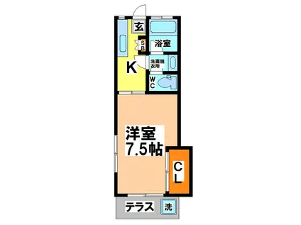 第2牟礼ハウス(1K/1階)の間取り写真