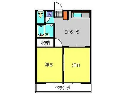 エステートピア金子(2DK/2階)の間取り写真