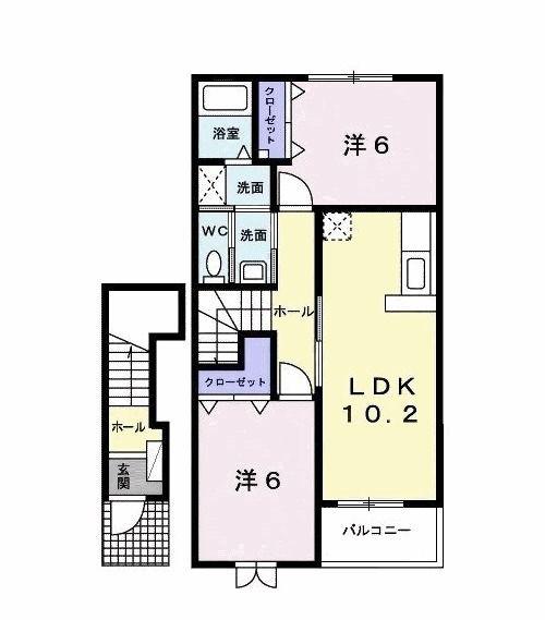 メゾンラルジュ B(2LDK/2階)の間取り写真