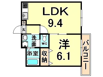高照マンションII(1LDK/1階)の間取り写真