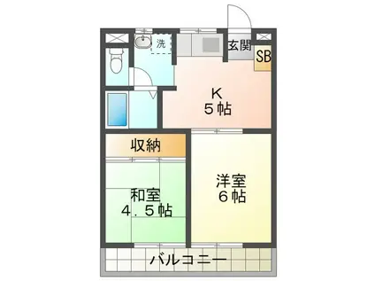 洋久屋レジデンス(2DK/2階)の間取り写真