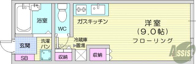 ロイヤルビレッジ旭ケ丘(ワンルーム/1階)の間取り写真