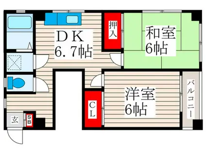 あたらしやマンション(2DK/4階)の間取り写真
