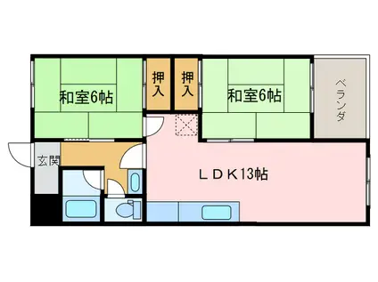 センチュリーマンション(2LDK/2階)の間取り写真