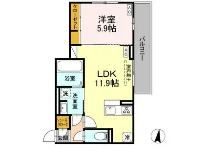 マーリエ III(1LDK/2階)の間取り写真