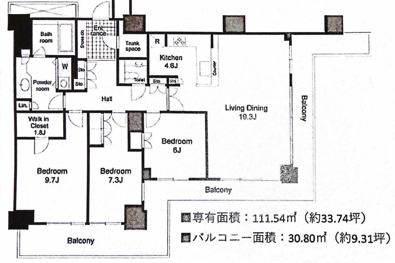 Wコンフォートタワーズウエスト(3LDK/43階)の間取り写真