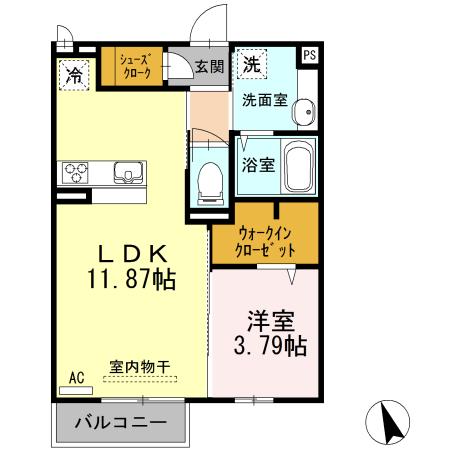 ペリートチャチャ(1LDK/2階)の間取り写真
