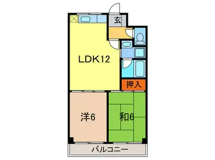 ソワ宝塚(2LDK/3階)の間取り写真