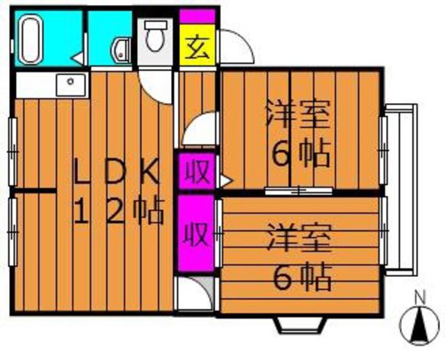 エポック広江A棟(2LDK/2階)の間取り写真