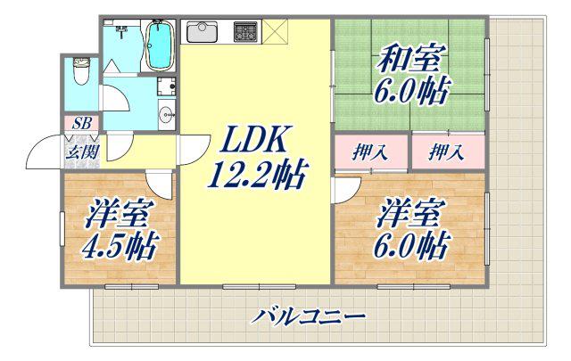 パレルミエール岡本(3LDK/3階)の間取り写真