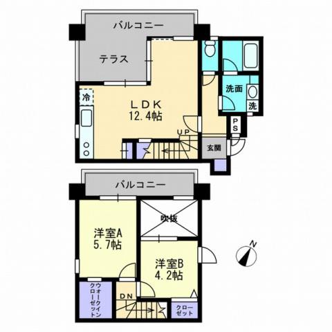 キュービックパレス(2LDK/6階)の間取り写真