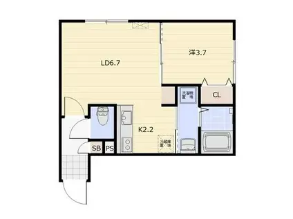 POLKU(1LDK/4階)の間取り写真