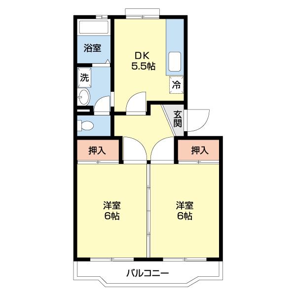 エイペックスI(2DK/2階)の間取り写真
