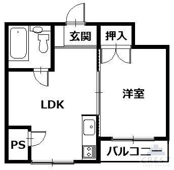 シーアイマンション福山(1DK/2階)の間取り写真