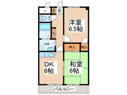 コーポ中央(2DK/2階)の間取り写真