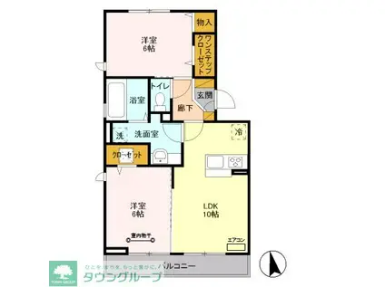 ヘリオス吉川美南 ゼウス(2LDK/1階)の間取り写真