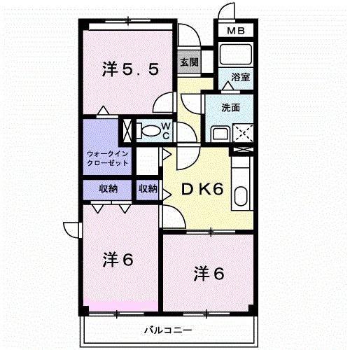 マルベル宇多津(3DK/4階)の間取り写真