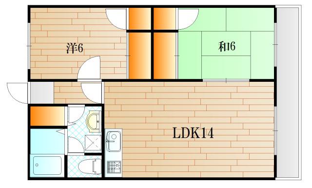 ファッショナブルマンション(2LDK/2階)の間取り写真