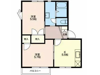 フレグランス和幸(2K/2階)の間取り写真