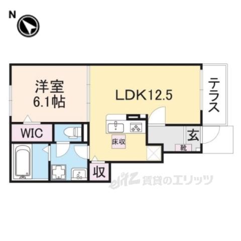 ヒカルサ大津唐崎Ⅰ(1LDK/1階)の間取り写真