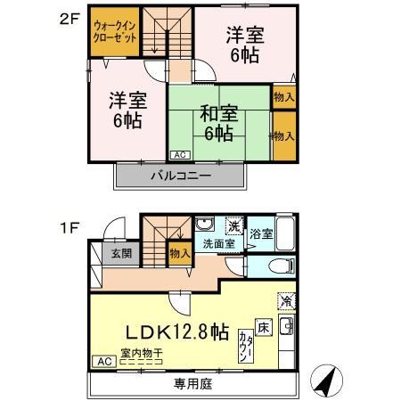 ルレーブK F棟(3LDK/1階)の間取り写真