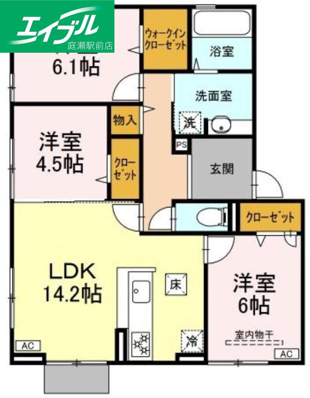 フェリシタス(3LDK/1階)の間取り写真