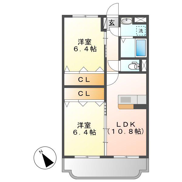 ファミーユSW(2LDK/3階)の間取り写真
