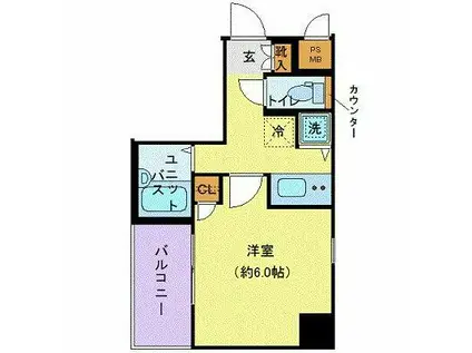 ガリシア大森(1K/8階)の間取り写真