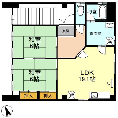 あづII(2LDK/2階)の間取り写真