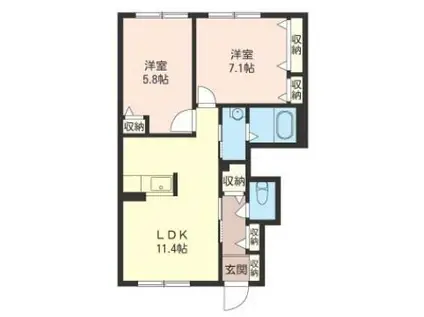 ラ・ファミリーナ(2LDK/1階)の間取り写真